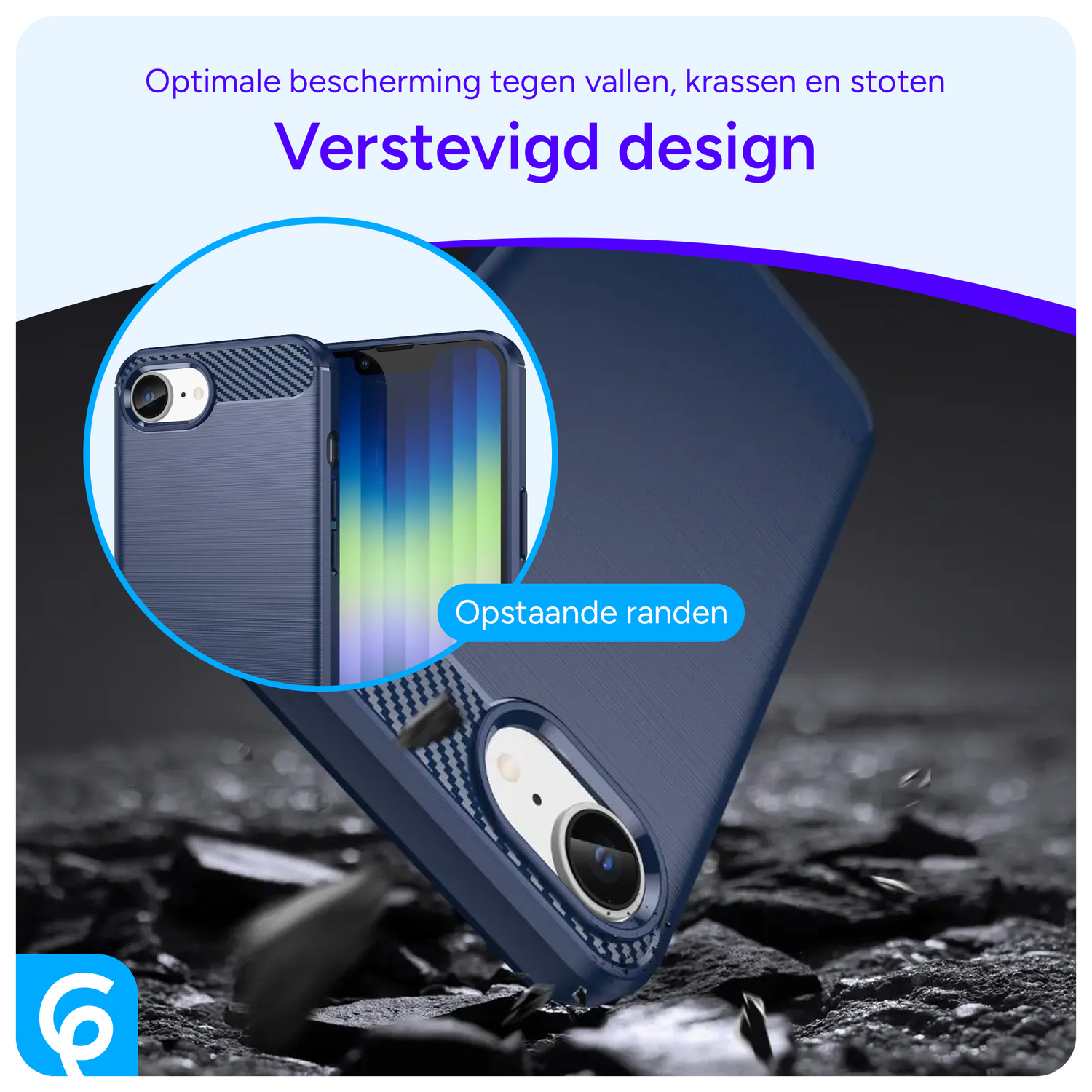 Apple iPhone 16e Hoesje Geborsteld TPU Flexibele Back Cover Blauw afbeelding 2