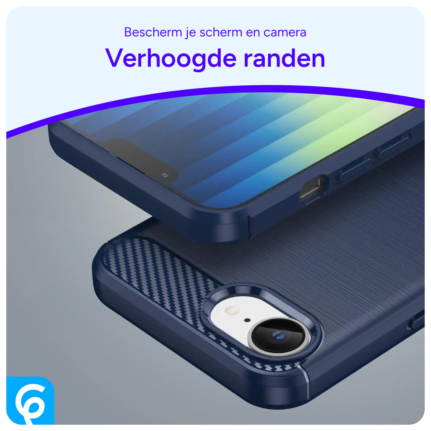 Apple iPhone 16e Hoesje Geborsteld TPU Flexibele Back Cover Blauw afbeelding 5