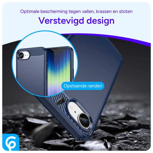 Apple iPhone 16e Hoesje Geborsteld TPU Flexibele Back Cover Blauw afbeelding 2