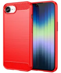 Apple iPhone 16e Hoesje Geborsteld TPU Flexibele Back Cover Rood