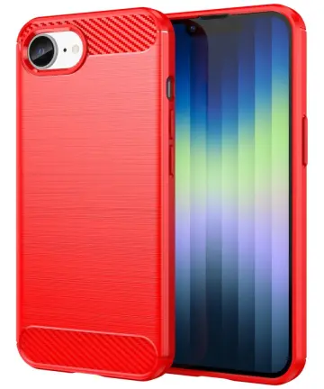 Apple iPhone 16e Hoesje Geborsteld TPU Flexibele Back Cover Rood Hoesjes