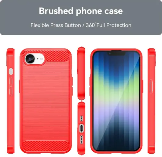Apple iPhone 16e Hoesje Geborsteld TPU Flexibele Back Cover Rood afbeelding 7