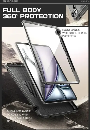 SUPCASE UB Pro iPad Air 11 (2025/2024) Hoes Full Protect Kickstand Zwart afbeelding 4