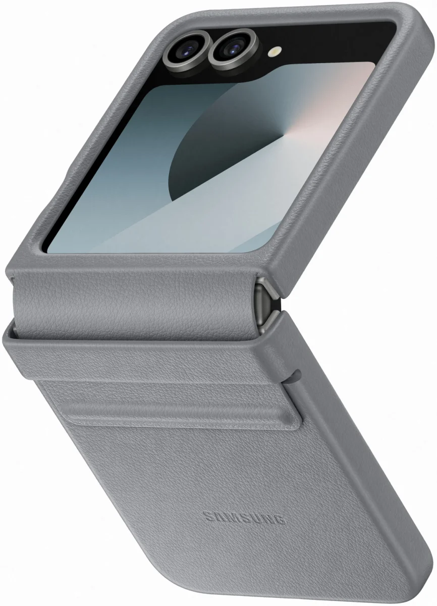 Origineel Samsung Galaxy Z Flip 6 Hoesje KindSuit Leather Case Grijs afbeelding 1