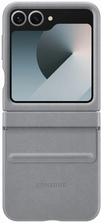 Origineel Samsung Galaxy Z Flip 6 Hoesje KindSuit Leather Case Grijs afbeelding 2
