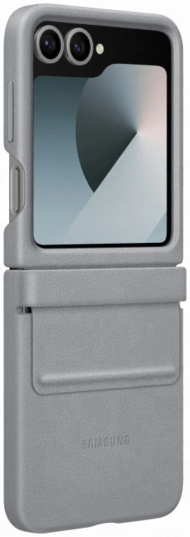 Origineel Samsung Galaxy Z Flip 6 Hoesje KindSuit Leather Case Grijs afbeelding 3
