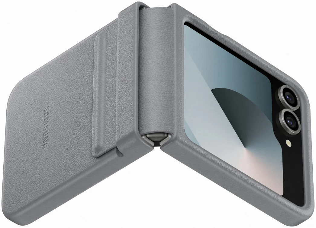 Origineel Samsung Galaxy Z Flip 6 Hoesje KindSuit Leather Case Grijs afbeelding 6