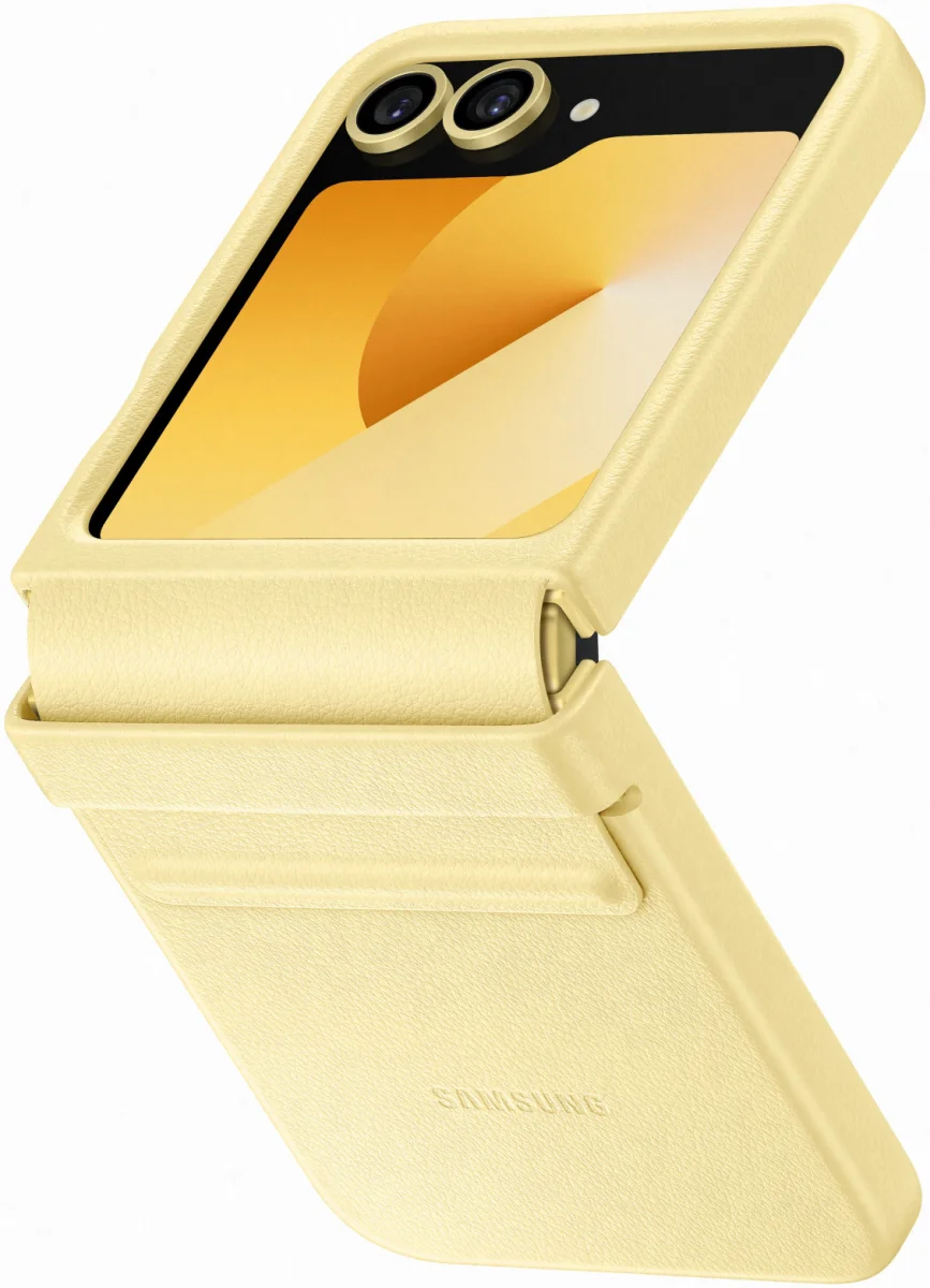 Origineel Samsung Galaxy Z Flip 7 FE / 6 Hoesje KindSuit Leather Case Geel afbeelding 1