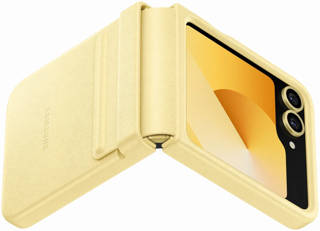 Origineel Samsung Galaxy Z Flip 7 FE / 6 Hoesje KindSuit Leather Case Geel afbeelding 8