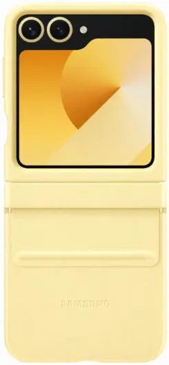 Origineel Samsung Galaxy Z Flip 6 Hoesje KindSuit Leather Case Geel afbeelding 2