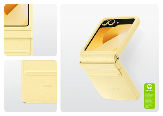 Origineel Samsung Galaxy Z Flip 7 FE / 6 Hoesje KindSuit Leather Case Geel afbeelding 3