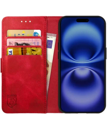 Rosso Element Apple iPhone 16 Hoesje Book Case Wallet Rood Hoesjes