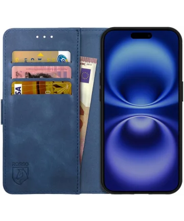 Rosso Element Apple iPhone 16 Hoesje Book Case Wallet Blauw Hoesjes