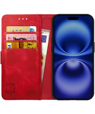 Rosso Element Apple iPhone 16 Pro Hoesje Book Case Wallet Rood Hoesjes