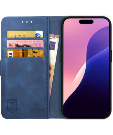 Rosso Element Apple iPhone 16 Pro Hoesje Book Case Wallet Blauw Hoesjes