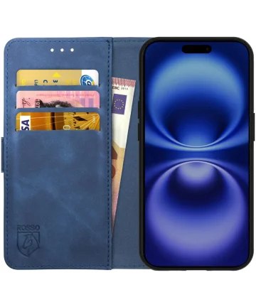 Rosso Element Apple iPhone 16 Pro Hoesje Book Case Wallet Blauw Hoesjes