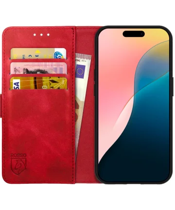 Rosso Element Apple iPhone 16 Plus Hoesje Book Case Wallet Rood Hoesjes