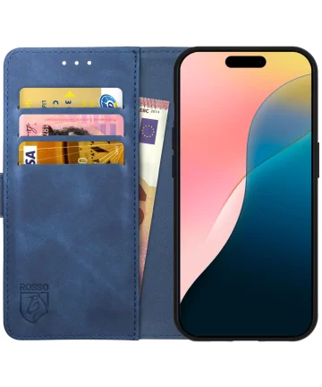 Rosso Element Apple iPhone 16 Plus Hoesje Book Case Wallet Blauw Hoesjes