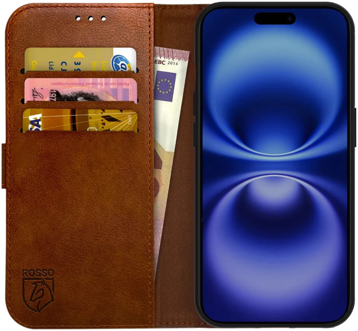 Rosso Element Apple iPhone 16 Pro Max Hoesje Book Case Wallet Bruin afbeelding 1