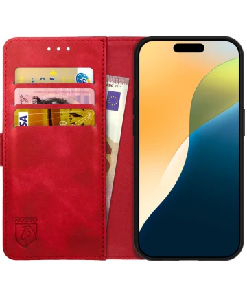 Rosso Element Apple iPhone 16 Pro Max Hoesje Book Case Wallet Rood Hoesjes