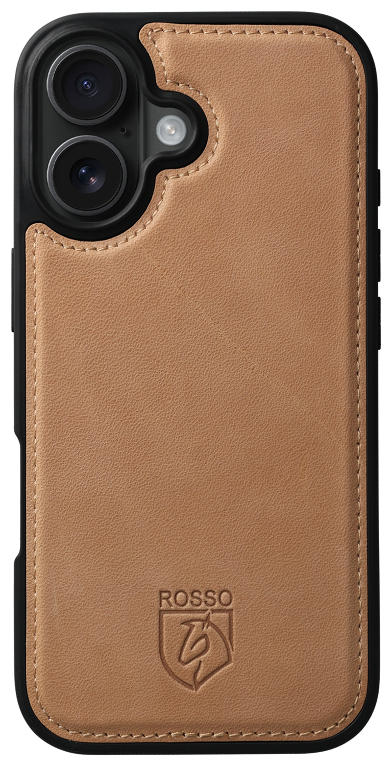 Rosso Elite Apple iPhone 16 Hoesje met MagSafe Book Case Echt Leer Lichtbruin afbeelding 9