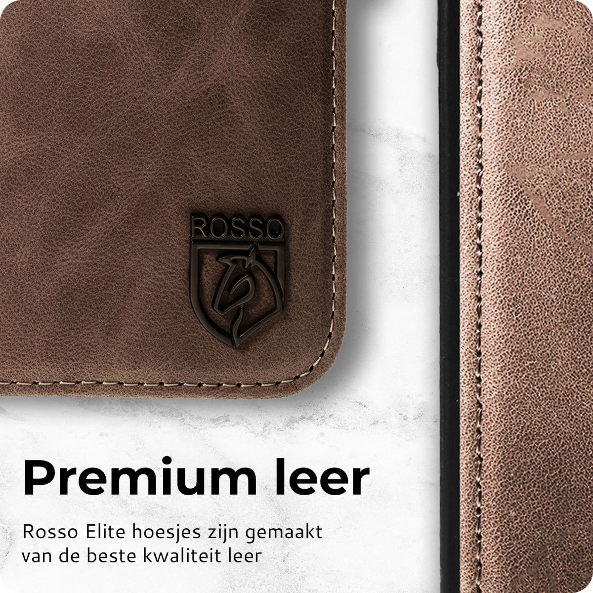 Rosso Elite Apple iPhone 16 Hoesje met MagSafe Book Case Echt Leer Bruin afbeelding 5