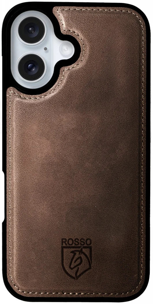 Rosso Elite Apple iPhone 16 Hoesje met MagSafe Book Case Echt Leer Bruin afbeelding 9