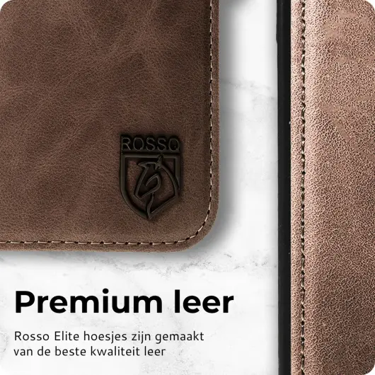 Rosso Elite Apple iPhone 16 Hoesje met MagSafe Book Case Echt Leer Bruin afbeelding 5