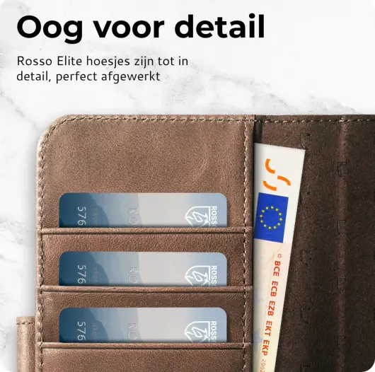 Rosso Elite Apple iPhone 16 Hoesje met MagSafe Book Case Echt Leer Bruin afbeelding 6