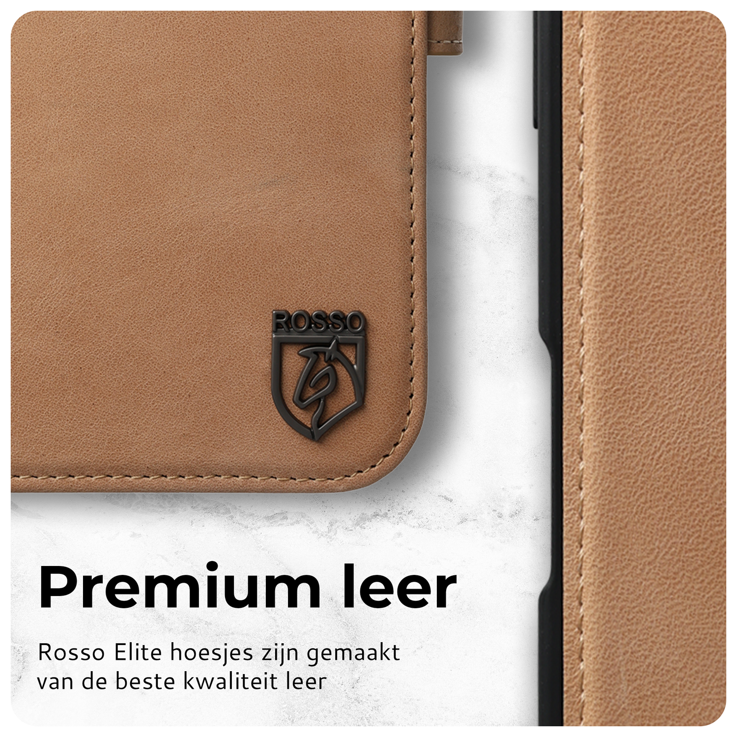 Rosso Elite Apple iPhone 16 Pro Hoesje MagSafe Book Case Echt Leer Lichtbruin afbeelding 4