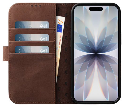 Rosso Elite Apple iPhone 16 Plus Hoesje MagSafe Book Case Echt Leer Bruin afbeelding 2