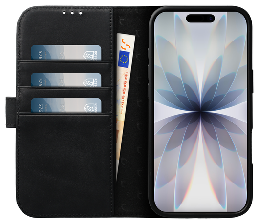 Rosso Elite Apple iPhone 16 Plus Hoesje MagSafe Book Case Echt Leer Zwart afbeelding 2