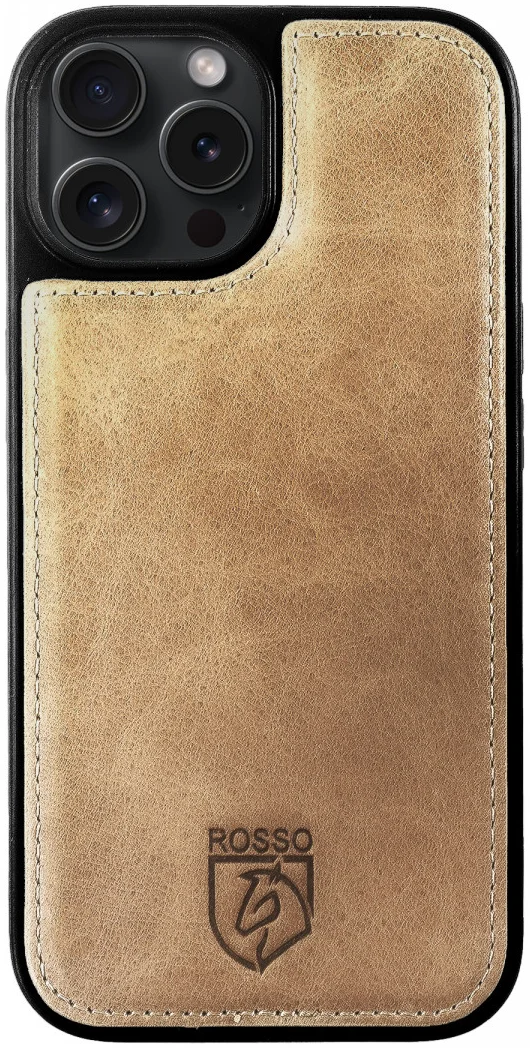 Rosso Elite iPhone 16 Pro Max Hoesje MagSafe Book Case Echt Leer Lichtbruin afbeelding 14