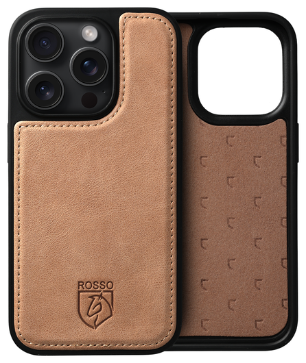 Rosso Elite iPhone 16 Pro Max Hoesje MagSafe Book Case Echt Leer Lichtbruin afbeelding 11