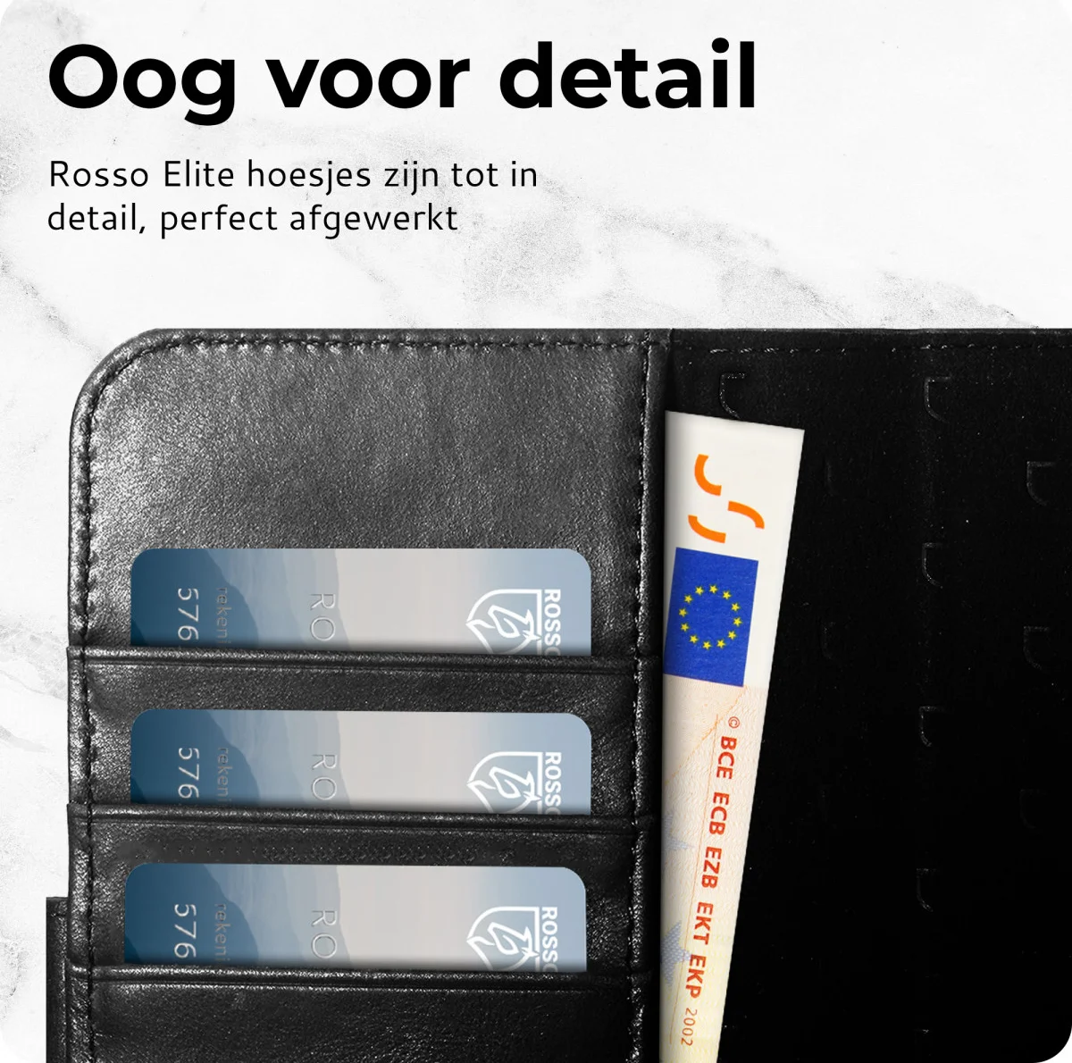 Rosso Elite iPhone 16 Pro Max Hoesje MagSafe Book Case Echt Leer Zwart afbeelding 8