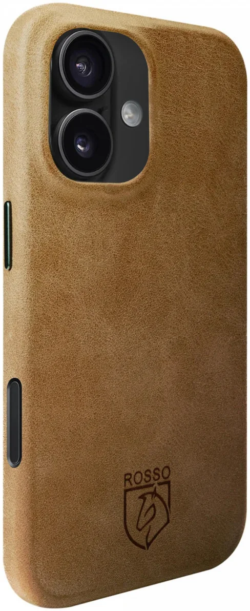 Rosso Elite iPhone 16 Hoesje Leer Back Cover MagSafe Lichtbruin afbeelding 2