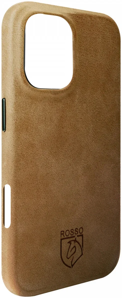 Rosso Elite iPhone 16 Hoesje Leer Back Cover MagSafe Lichtbruin afbeelding 6