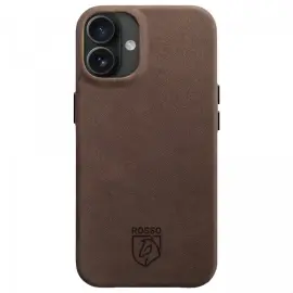 Rosso Elite iPhone 16 Hoesje Leer Back Cover MagSafe Bruin afbeelding