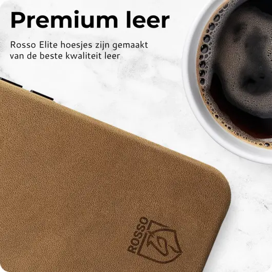 Rosso Elite iPhone 16 Plus Hoesje Leer Back Cover MagSafe Lichtbruin afbeelding 3
