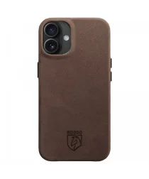 Rosso Elite iPhone 16 Plus Hoesje Leer Back Cover MagSafe Bruin afbeelding