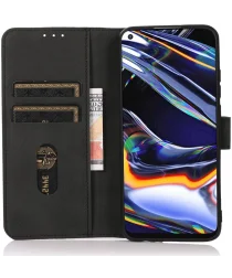 KHAZNEH Nokia C12 Hoesje Retro Wallet Book Case Zwart