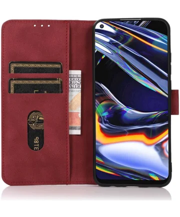 KHAZNEH Nokia C12 Hoesje Retro Wallet Book Case Rood Hoesjes