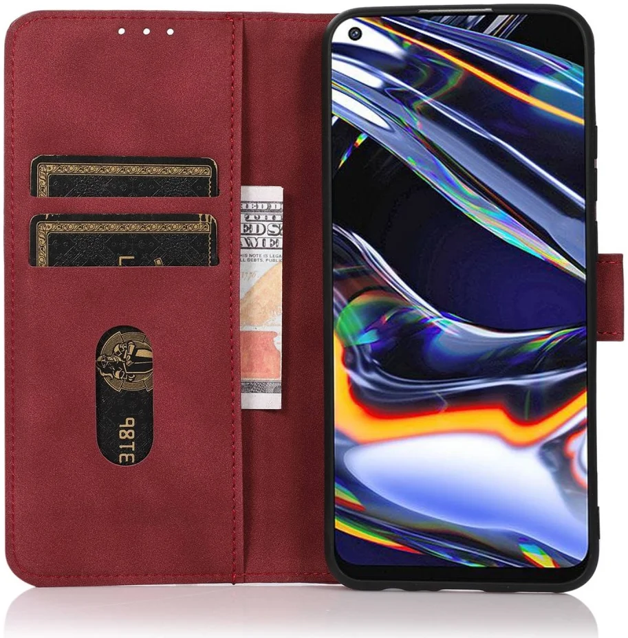KHAZNEH Nokia C12 Hoesje Retro Wallet Book Case Rood afbeelding 1
