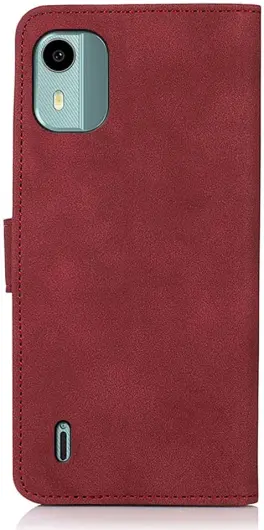 KHAZNEH Nokia C12 Hoesje Retro Wallet Book Case Rood afbeelding 7