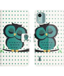 Nokia C12 Hoesje Portemonnee Book Case Uil Print