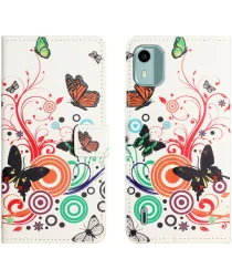 Nokia C12 Hoesje Portemonnee Book Case Vlinder Print