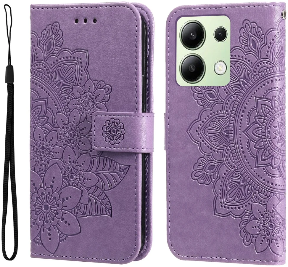 Xiaomi Redmi Note 13 4G Hoesje Bloemen Print Wallet Book Case Paars afbeelding 1