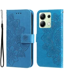 Xiaomi Redmi Note 13 4G Hoesje Bloemen Print Wallet Book Case Blauw