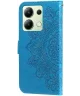 Xiaomi Redmi Note 13 4G Hoesje Bloemen Print Wallet Book Case Blauw