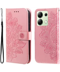 Xiaomi Redmi Note 13 4G Hoesje Bloemen Print Wallet Book Case Roze